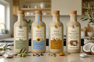 do packaging and label for olive oil, cooking oil, coconut oil, ghee and canola