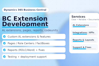 customize business central pages, tables, reports and integrations