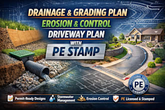 do drainage and grading plan, erosion and control, driveway plan with pe stamp