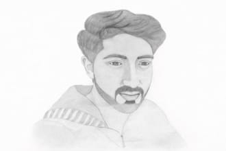 draw realistic hand drawn pencil sketch portrait