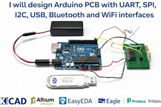 design arduino pcb with uart, spi, i2c, usb, bluetooth and wifi interfaces