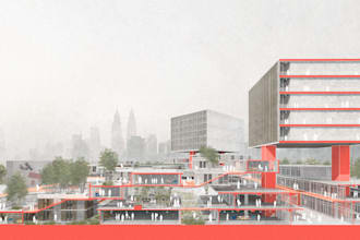 create a post digital architectural collage render