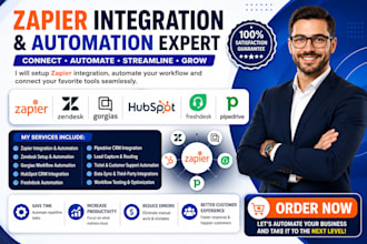 setup zapier integration zendesk gorgias hubspot freshdesk pipedrive automation