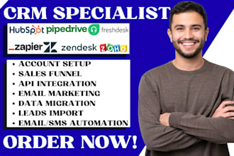 hubspot crm setup zendesk zoho freshdesk pipedrive workflow zapier integration