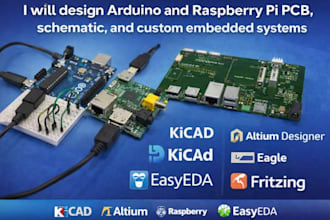 design arduino and raspberry pi pcb, schematic, and custom embedded systems