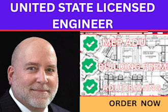 usa licensed engineer,mep adu,building permit,adu drawing,mep drawing,usa stamp