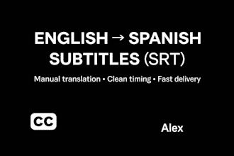 create, translate and perfectly sync srt subtitles in spanish or english