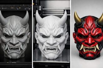 design 3d mask print and paint custom cosplay mask ship 3d helmet model printing
