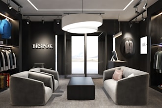 build 3d clothing store, boutique layout, showroom interior, cgi luxury apparel