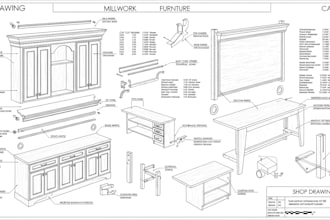create millwork, furniture, casework shop drawings drafter