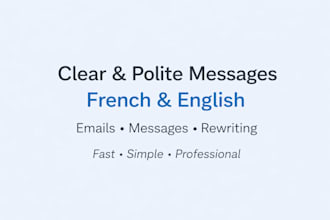 write clear and polite messages in french and english