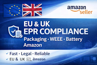 do eu and UK epr registration and compliance for packaging,weee,battery,amazon