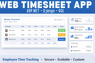 create web timesheet app using asp dot net and sql database, django python