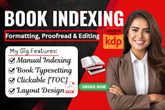 create precise book indexing for nonfiction, academics, format paperback