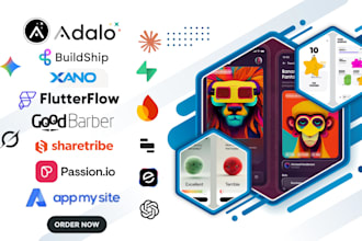 adalo mobile app goodbarber appmysite glide sharetribe buildship firebase mvp