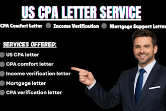 prepare US CPA letter CPA comfort letter income verification mortgage letter
