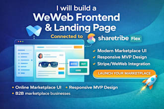 build a weweb frontend and landing page connected to sharetribe flex