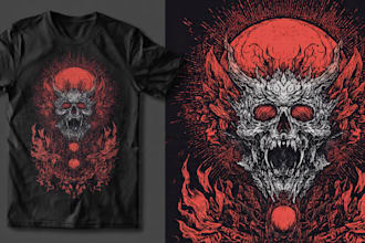 do badass dark art t shirt design for band or brand