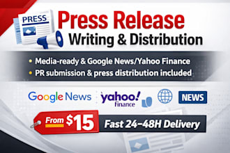 write and distribute a professional press release to media sites
