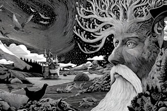 create stunning linocut or woodcut style illustrations