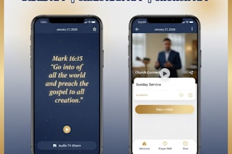 develop prayer time app, devotional app,  church app, bible app, christian app