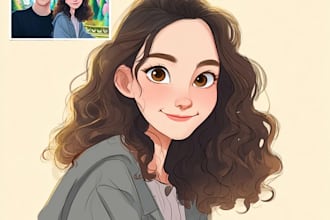 create a hand drawn cartoon couple art