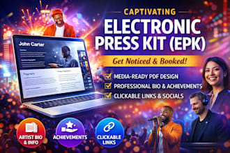 design a professional epk electronic press kit  musicians djs and brands