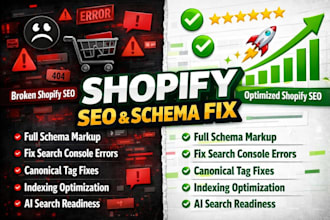 fix shopify ecommerce SEO website issues and schema errors to rank top on google