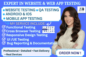 do website and web app testing, QA manual testing, software, usabilty testing