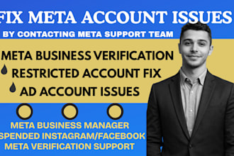 contact meta support and fix your facebook business manager, ad account issues