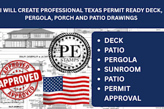 create professional texas permit ready deck, pergola, porch and patio drawings