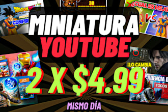 diseñaré 2 miniaturas llamativas y divertidas para youtube