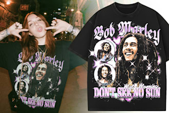 design an authentic 90s vintage bootleg rap tee for your streetwear brand