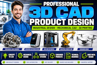 3d cad design 3d industrial product design mechanical cad model for 3d printing