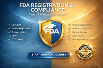handle fda registration, US agent, and compliance for your brand
