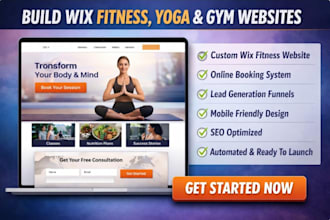build wix fitness yoya gym website, wix booking, fitness lead generation website