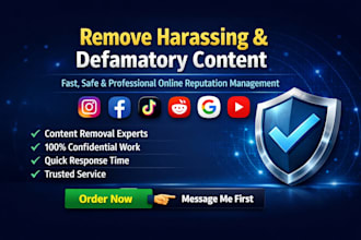 takedown defamatory harassing copyright and negative post on internet