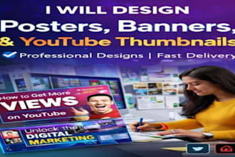 design professional posters banners and youtube thumbnails