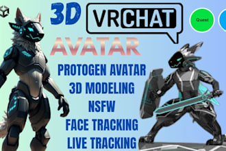create high quality custom protogen avatar vr character 3d model furry model vrc