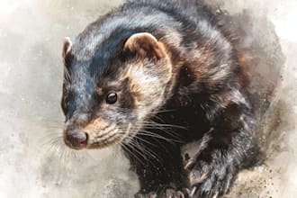 draw realistic animal illustration in watercolor