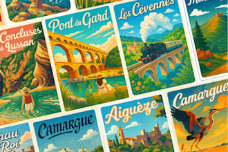 create a custom retro travel poster in vintage french style