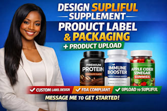 design supliful supplement product label packaging label product upload