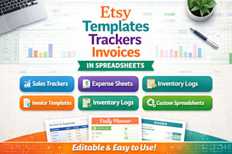 make etsy templates trackers invoices planers in spreadsheet