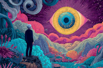 create a unique psychedelic surrealistic illustration for album cover