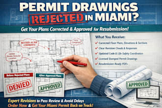 revise rejected permit drawings with stamp in miami