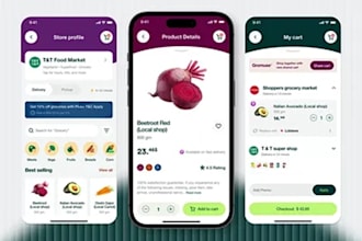 design ecommerce, marketplace, b2b, grocery, resale mobile app UI UX