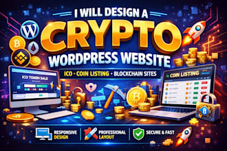 design crypto wordpress website, ico, coin listing website