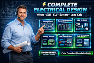 design wiring plan, sld, elv design, socket outlet and battery storage plan