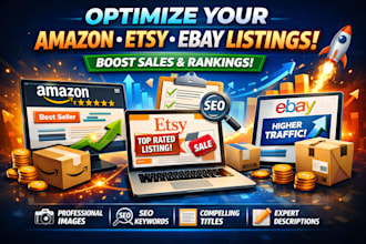 optimize amazon, etsy, ebay listings