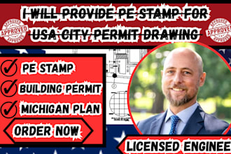 provide pe stamp for USA city,full permit set,adu permit drawing for michigan